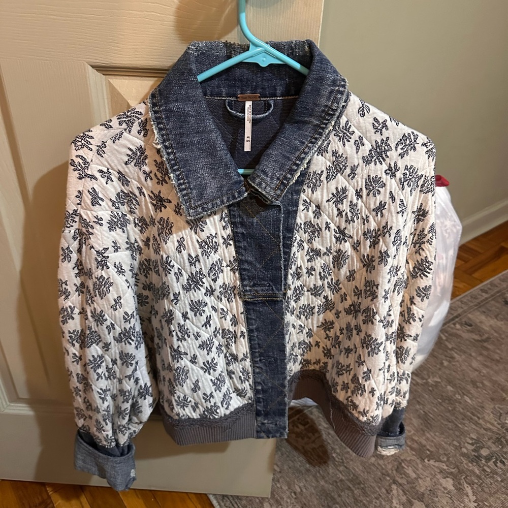 Free People Patchwork Ditsy Denim Jacket - Picture 2 of 2